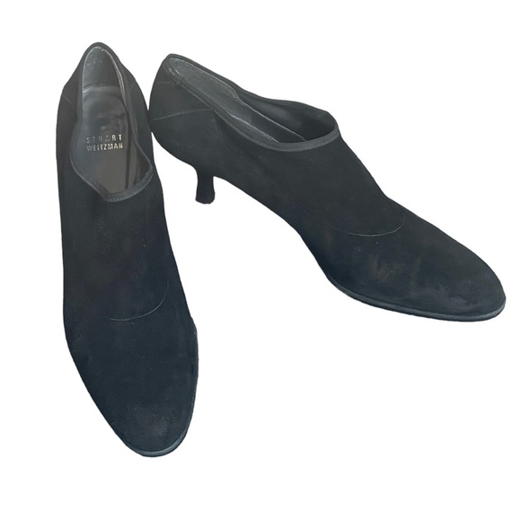 Stuart Weitzman black Suede Slip On Booties size 10 M - Picture 1 of 11